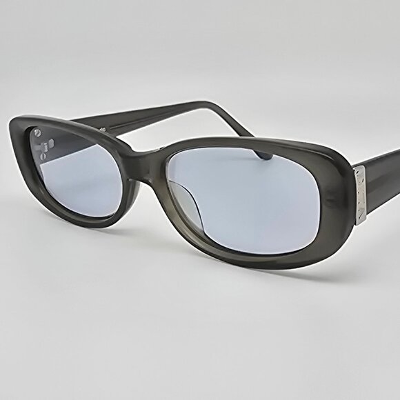 Dita Mikado Metallic Blue Grey Stripe Frame Light Blue Lens Cat Eye Sunglasses